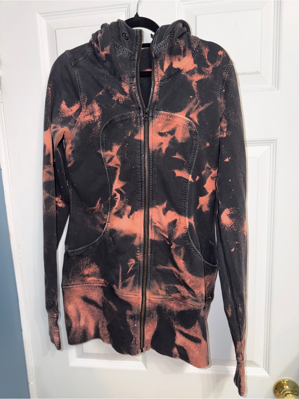 lululemon athletica Black and Orange Tie-Dye Zip Hoodie